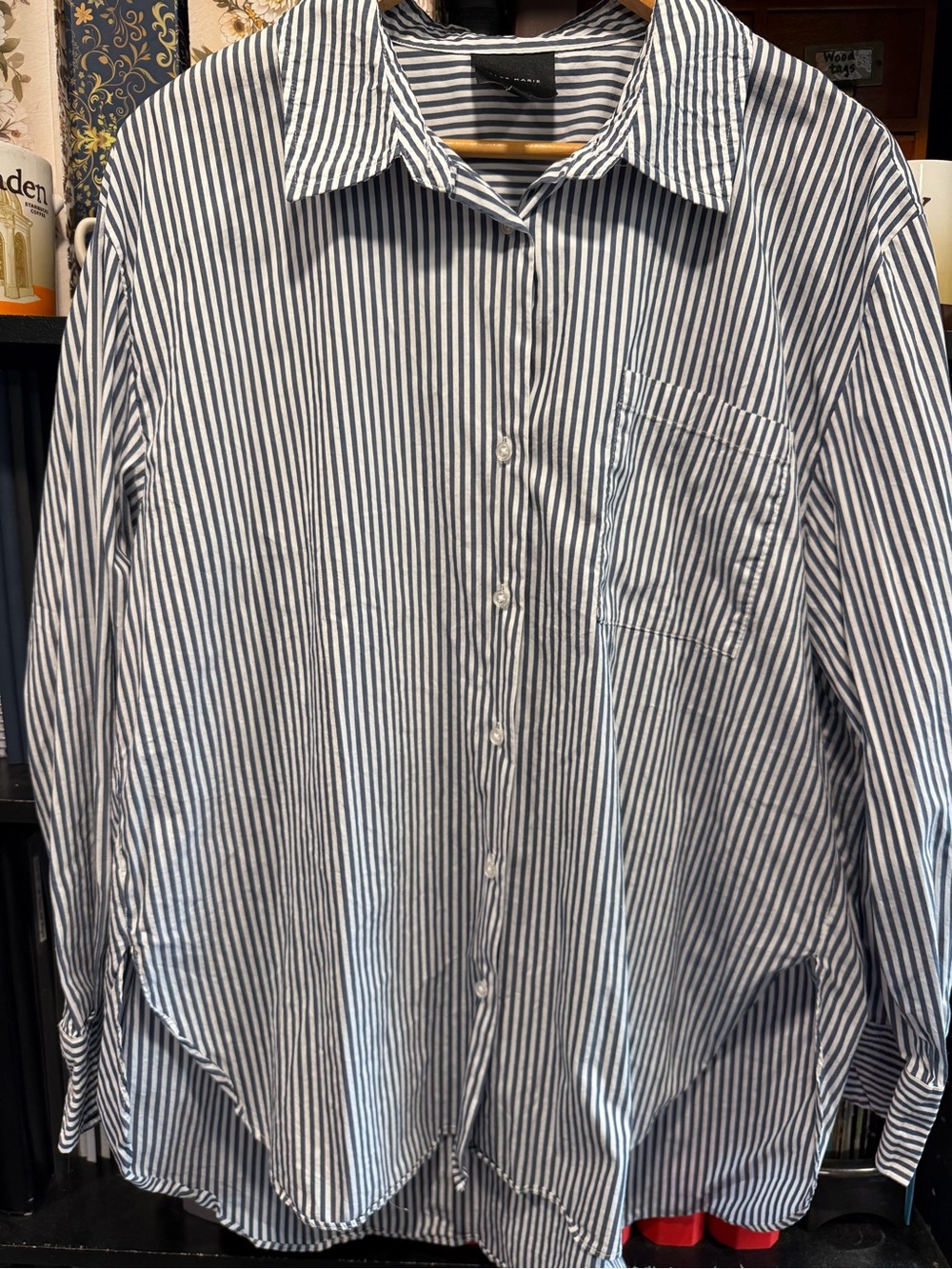 Alex Marie Blue and White Striped Button Down Shirt
